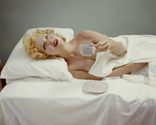 Jayne Mansfield 24x36 inch poster glamour pose lying in bed huge cleavage