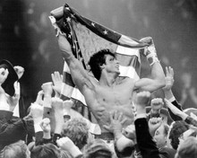 Rocky II 8x10 inch photo Sylvester Stallone holds up US flag
