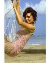 Joanne Whalley 1980's pin-up pose in swimsuit on beach 8x10 inch photo