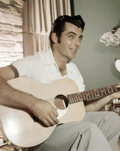 Fernando Lamas handsome 1950's pose playing guitar in white shirt 8x10 photo