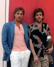 Miami Vice TV series Don Johnson stands with unidentified man 8x10 inch photo
