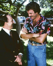 Magnum PI TV series Tom Selleck John Hillerman laugh on set 8x10 inch photo