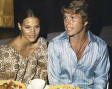 Ryan O'Neal and wife Leigh Taylor Young 1970 sit together 8x10 inch photo