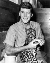 Daktari TV series Yale Summers as Jack Dane with baby leopard 8x10 inch photo
