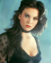 Diane Lane portrait in low cut black leather & lace dress Streets of Fire 8x10
