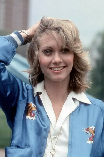 Olivia Newton John smiling pose in blue jacket hand in hair 4x6 inch ...