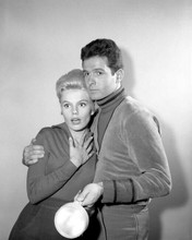 Lost in Space Mark Goddard protects Marta Kristen holding light 8x10 inch photo