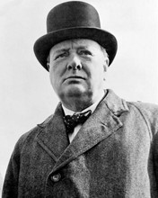Winston Churchill classic pose with bow tie wearing bowler hat 8x10 inch photo