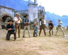 The Magnificent Seven line-up with guns in mexican village Brynner etc8x10 photo