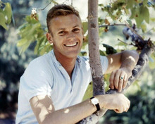 Tab Hunter smiling portrait young pose in polo shirt by tree 8x10 inch photo