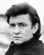 Johnny Cash circa 970 in black shirt looks to side 8x10 inch photo