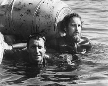 Jaws Roy Scheider Richard Dreyfuss in water holding onto barrels 8x10 photo