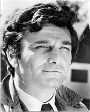 Peter Falk as Columbo 1970's with raincoat collar turned up 8x10 inch photo