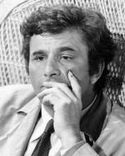 Peter Falk in thoughtful mood as Columbo sat in chair 8x10 inch photo