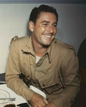 Erroll Flynn smiling between takes 1945 in Objective Burma jacket 8x10 photo