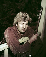 Fess Parker as Davy Crockett in classic bucksin shirt & hat 8x10 inch photo