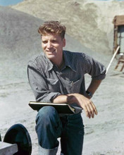 Burt Lancaster 1940's pose in shirt & jeans on location holds script 8x10 photo
