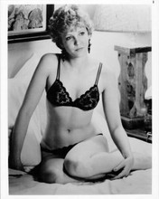 Nancy Allen sits on bed in black bra and panties original 8x10 photo