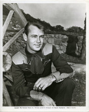 ALAN LADD RARE PARAMOUNT STUDIO STAMPED ORIGINAL 8X10 STILL PHOTOGRAPH ON HIS RANCH
