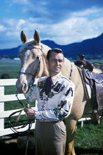 ALAN LADD STRIKING POSE WITH HORSE FROM ORIGINAL TRANSPARENCY 24X36 POSTER