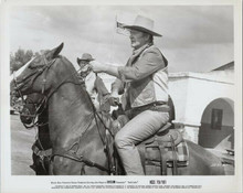 John Wayne on horseback with American flag flying 1970 Chisum original 8x10