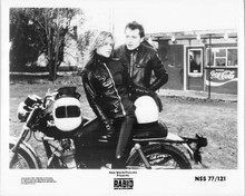 Rabid 1977 original 8x10 photo Marilyn Chambers in leather outfit on Norton bike