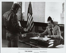 The Hunter original 1980 8x10 photo Ben Johnson points gun at Steve McQueen