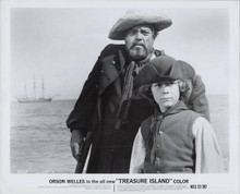 Treasure Island original 1972 8x10 photo Orson Welles Kim Burfield ship behind