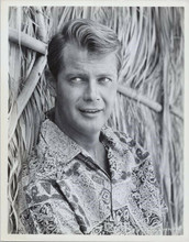 Troy Donahue original 8x10 photo circa 1960's pose in Hawaiian shirt by Tiki hut
