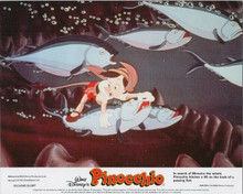 Walt Disney's Pinocchio original 1970's 8x10 lobby card Pinocchio on fish