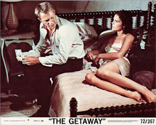 The Getaway original 1972 8x10 lobby card Steve McQueen Ali MacGraw on bed