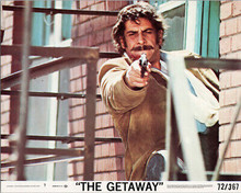 The Getaway 1972 original lobby card Al Lettieri leans out of window firing gun