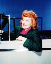 Lucille Ball smiling studio portrait at wheel of convertable 8x10 inch photo