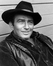 James Drury in trademark black hat & waistcoat as The Virginian 8x10 inch photo