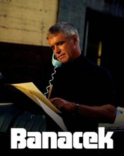 Banacek TV series 8x10 inch photo George Peppard on telephone with show titles