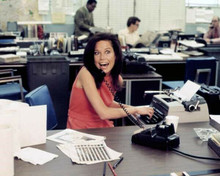 Mary Tyler Moore Show Mary on phone typing at her desk in newsroom 8x10 photo