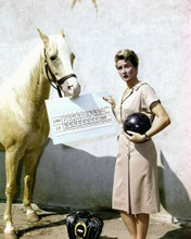 Mr Ed TV series Edna Skinner with bowling ball & score card poses with Ed 8x10