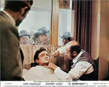 A Gunfight 1970 Johnny Cash gets a shave in barbers shop 8x10 inch photo
