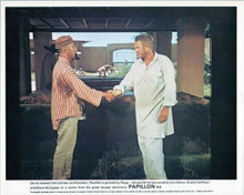Papillon 1973 Steve McQueen shakes hands with Dustin Hoffman 8x10 inch photo