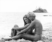 The Blue Lagoon 1980 Brooke Shileds & Christopher Atkins sit on beach 8x10 photo