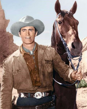 Clint Walker smiling pose with his horse Brandy as Cheyenne 1955 TV 8x10 photo