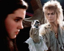 Labyrinth Jareth holds crystal ball by Sarah David Bowie Jennifer Connelly 8x10