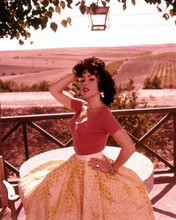 Sophia Loren 1950's pose in red top & skirt in Italy 8x10 inch photo
