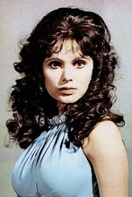 Madeline Smith pouting portrait in blue dress 1973 Live & Let Die 8x12 photo
