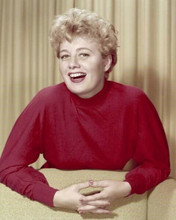 Shelley Winters 1950's smiling publicity portrait in red dress 8x10 inch photo