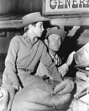 Cheyenne TV Chuck Connors takes cover with boy by general store 8x10 photo
