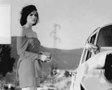 Beatrice Dalle in off-shoulder dress next to car 1986 Betty Blue 8x10 photo