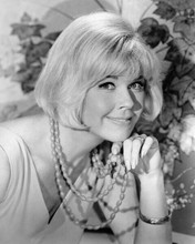Doris Day beautiful smiling portrait holding beads mid 1960's 8x10 inch photo