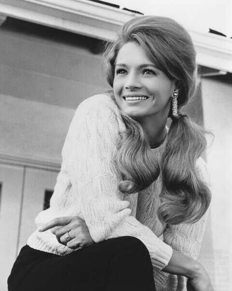 Angie Dickinson smiling in sweater on set 1969 Young Billy Young 8x10 ...