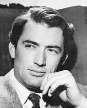 Gregory Peck thoughtful portrait seated in suit 1950's 8x10 inch photo